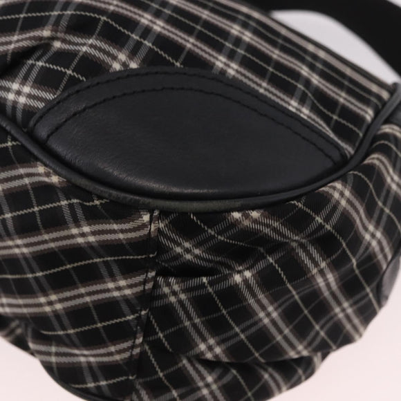 BURBERRY Nova Check Blue Label Hand Bag Canvas 2way Black Gold Auth 187373