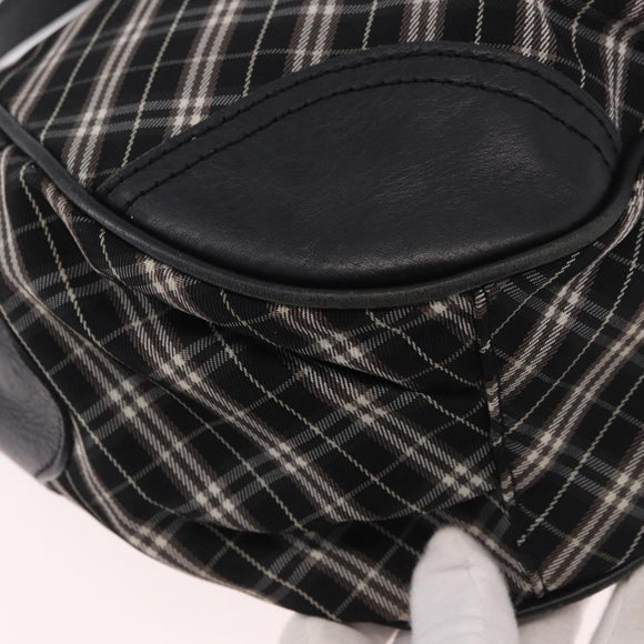 BURBERRY Nova Check Blue Label Hand Bag Canvas 2way Black Gold Auth 187373