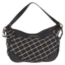 BURBERRY Nova Check Blue Label Hand Bag Canvas 2way Black Gold Auth 187373-13