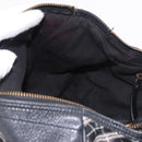 BURBERRY Nova Check Blue Label Hand Bag Canvas 2way Black Gold Auth 187373-21