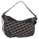 BURBERRY Nova Check Blue Label Hand Bag Canvas 2way Black Gold Auth 187373-2
