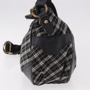BURBERRY Nova Check Blue Label Hand Bag Canvas 2way Black Gold Auth 187373-3