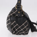 BURBERRY Nova Check Blue Label Hand Bag Canvas 2way Black Gold Auth 187373-4