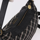 BURBERRY Nova Check Blue Label Hand Bag Canvas 2way Black Gold Auth 187373-6