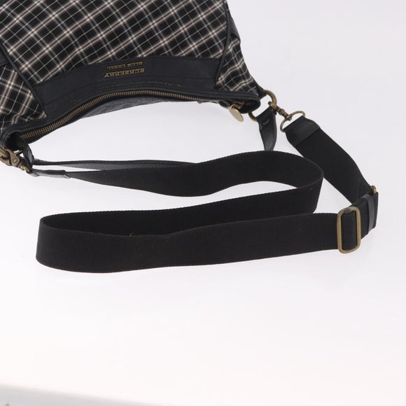 BURBERRY Nova Check Blue Label Hand Bag Canvas 2way Black Gold Auth 187373
