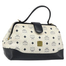 MCM Vicetos Logogram Hand Bag PVC Leather White Gold Auth 187374-1