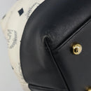 MCM Vicetos Logogram Hand Bag PVC Leather White Gold Auth 187374-11