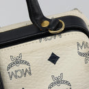 MCM Vicetos Logogram Hand Bag PVC Leather White Gold Auth 187374-15