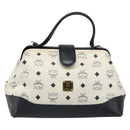 MCM Vicetos Logogram Hand Bag PVC Leather White Gold Auth 187374-2