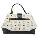 MCM Vicetos Logogram Hand Bag PVC Leather White Gold Auth 187374-3