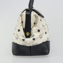 MCM Vicetos Logogram Hand Bag PVC Leather White Gold Auth 187374-5
