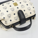 MCM Vicetos Logogram Hand Bag PVC Leather White Gold Auth 187374-6