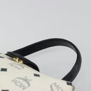 MCM Vicetos Logogram Hand Bag PVC Leather White Gold Auth 187374-8