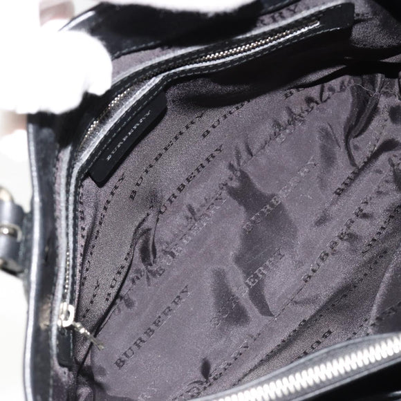 BURBERRY Nova Check Hand Bag Nylon Beige Black Silver Auth 187375A