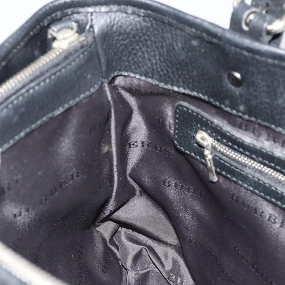 BURBERRY Nova Check Hand Bag Nylon Beige Black Silver Auth 187375A