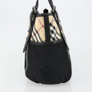 BURBERRY Nova Check Hand Bag Nylon Beige Black Silver Auth 187375A-3