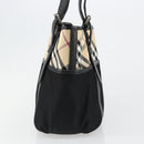 BURBERRY Nova Check Hand Bag Nylon Beige Black Silver Auth 187375A-4