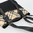 BURBERRY Nova Check Hand Bag Nylon Beige Black Silver Auth 187375A-6