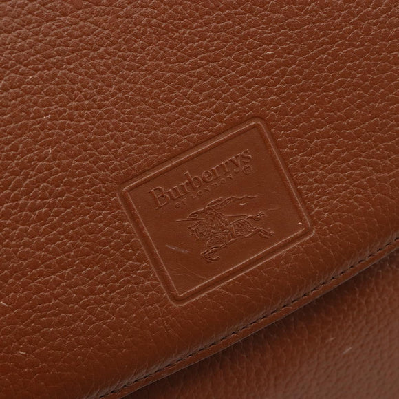 Burberrys Shoulder Bag Leather Brown Gold Auth 187376