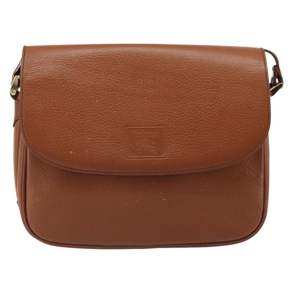Burberrys Shoulder Bag Leather Brown Gold Auth 187376