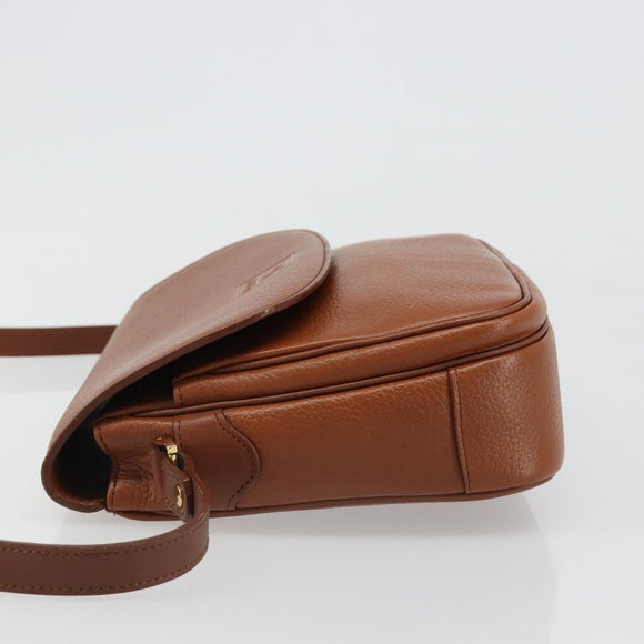 Burberrys Shoulder Bag Leather Brown Gold Auth 187376