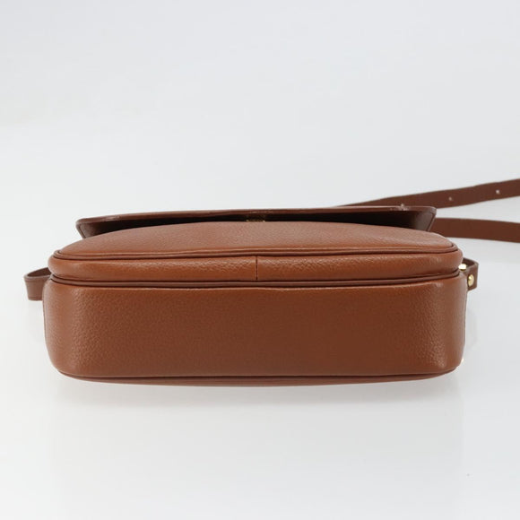 Burberrys Shoulder Bag Leather Brown Gold Auth 187376