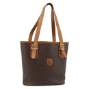 CELINE Macadam Canvas Hand Bag PVC Leather Brown Gold Auth 187377-1