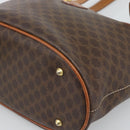 CELINE Macadam Canvas Hand Bag PVC Leather Brown Gold Auth 187377-9