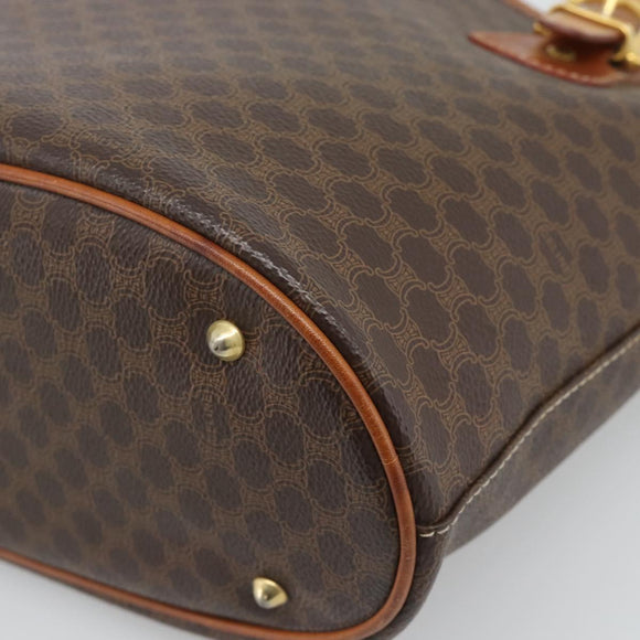 CELINE Macadam Canvas Hand Bag PVC Leather Brown Gold Auth 187377