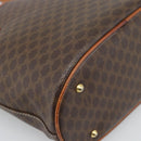 CELINE Macadam Canvas Hand Bag PVC Leather Brown Gold Auth 187377-16