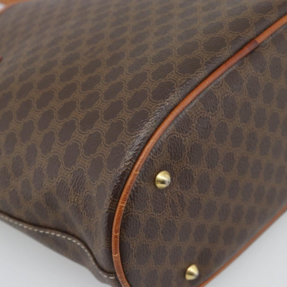 CELINE Macadam Canvas Hand Bag PVC Leather Brown Gold Auth 187377