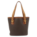 CELINE Macadam Canvas Hand Bag PVC Leather Brown Gold Auth 187377-2