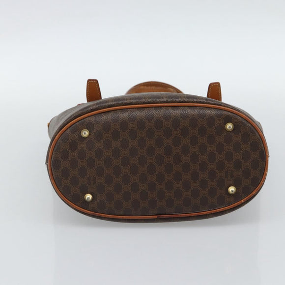 CELINE Macadam Canvas Hand Bag PVC Leather Brown Gold Auth 187377