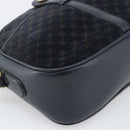CELINE Macadam Canvas Shoulder Bag Suede Leather Navy Gold Auth 187378-11