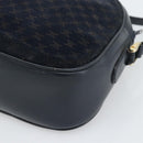 CELINE Macadam Canvas Shoulder Bag Suede Leather Navy Gold Auth 187378-12
