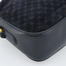 CELINE Macadam Canvas Shoulder Bag Suede Leather Navy Gold Auth 187378-13