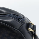 CELINE Macadam Canvas Shoulder Bag Suede Leather Navy Gold Auth 187378-14