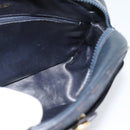 CELINE Macadam Canvas Shoulder Bag Suede Leather Navy Gold Auth 187378-16