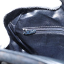 CELINE Macadam Canvas Shoulder Bag Suede Leather Navy Gold Auth 187378-18