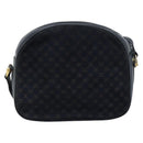 CELINE Macadam Canvas Shoulder Bag Suede Leather Navy Gold Auth 187378-3