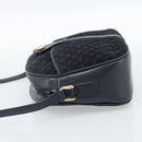 CELINE Macadam Canvas Shoulder Bag Suede Leather Navy Gold Auth 187378-4