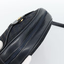 CELINE Macadam Canvas Shoulder Bag Suede Leather Navy Gold Auth 187378-6