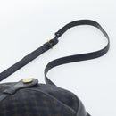CELINE Macadam Canvas Shoulder Bag Suede Leather Navy Gold Auth 187378-8