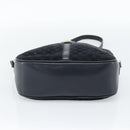 CELINE Macadam Canvas Shoulder Bag Suede Leather Navy Gold Auth 187378-9