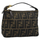 FENDI Zucca Canvas Pouch Black Brown Auth 187379-1