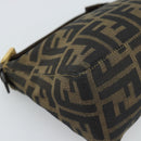 FENDI Zucca Canvas Pouch Black Brown Auth 187379-15