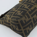 FENDI Zucca Canvas Pouch Black Brown Auth 187379-17