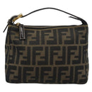 FENDI Zucca Canvas Pouch Black Brown Auth 187379-13