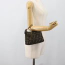 FENDI Zucca Canvas Pouch Black Brown Auth 187379-21