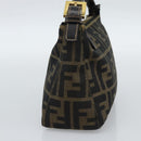 FENDI Zucca Canvas Pouch Black Brown Auth 187379-3